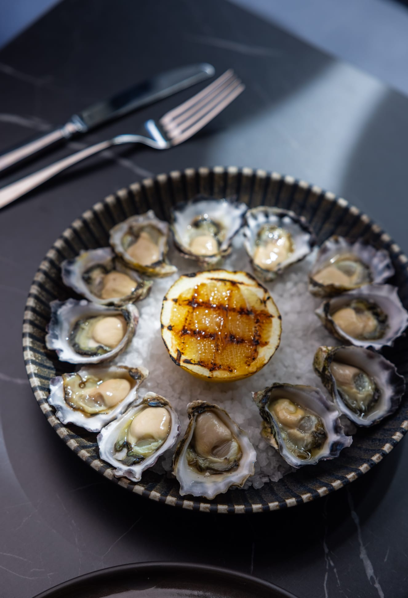 Fresh oysters with charred citrus, Green House on Flora